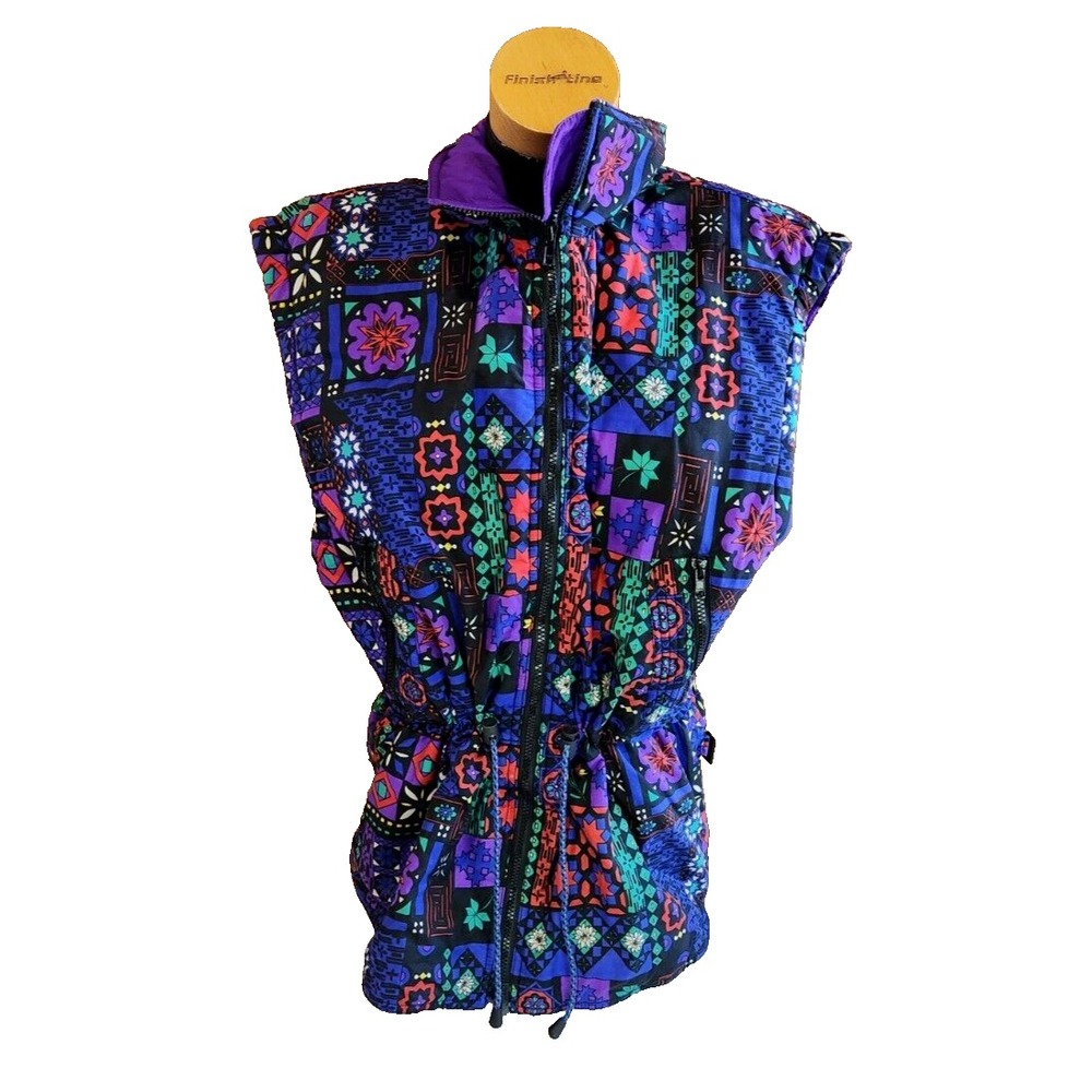Vintage Edelweiss Ski Vest Womens Medium Purple Funky Colorful Nordic 90s